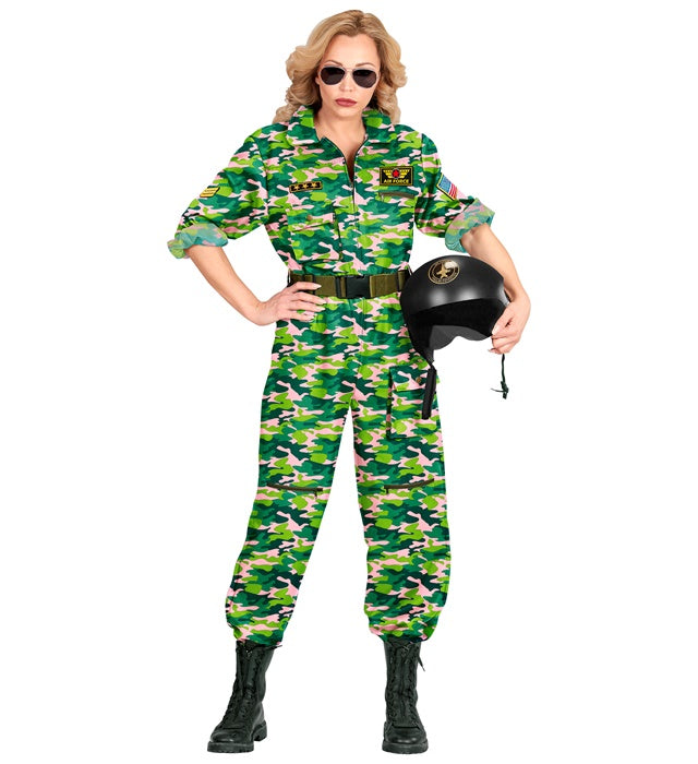 Kampfjetpilotin Kostüm Overall mit Gürtel für Fasnacht