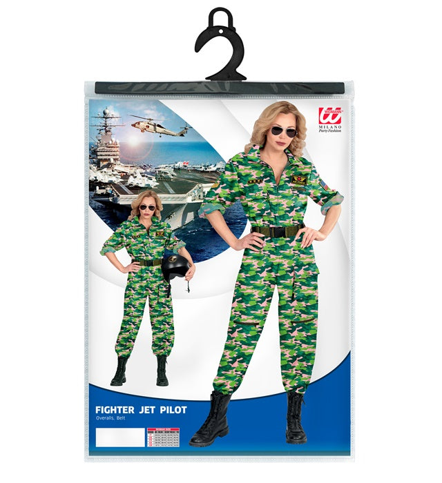 Kampfjetpilotin Kostüm Overall mit Gürtel für Fasnacht