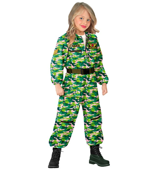 Kampfjetpilotin Kostüm Overall mit Gürtel für Fasnacht und Mottopartys