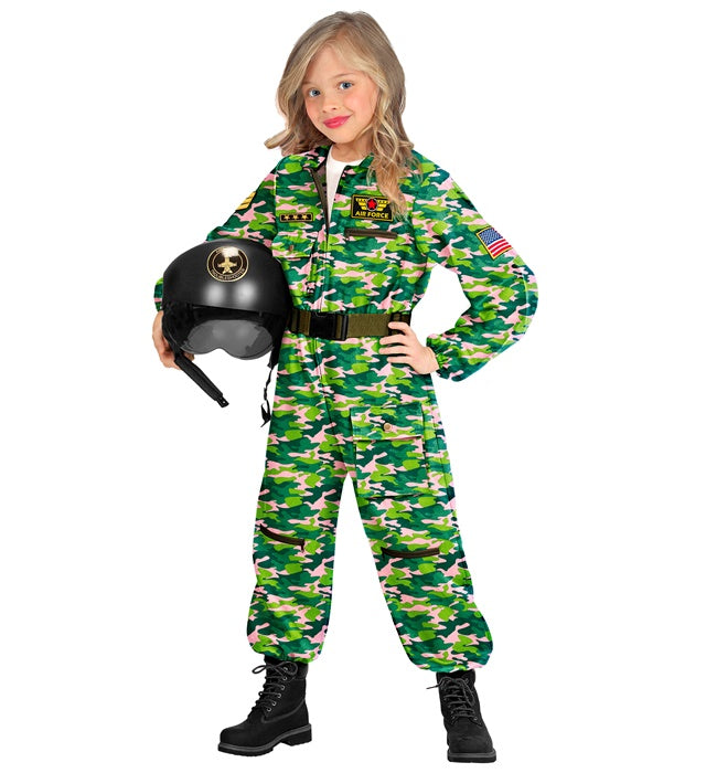 Kampfjetpilotin Kostüm Overall mit Gürtel für Fasnacht und Mottopartys