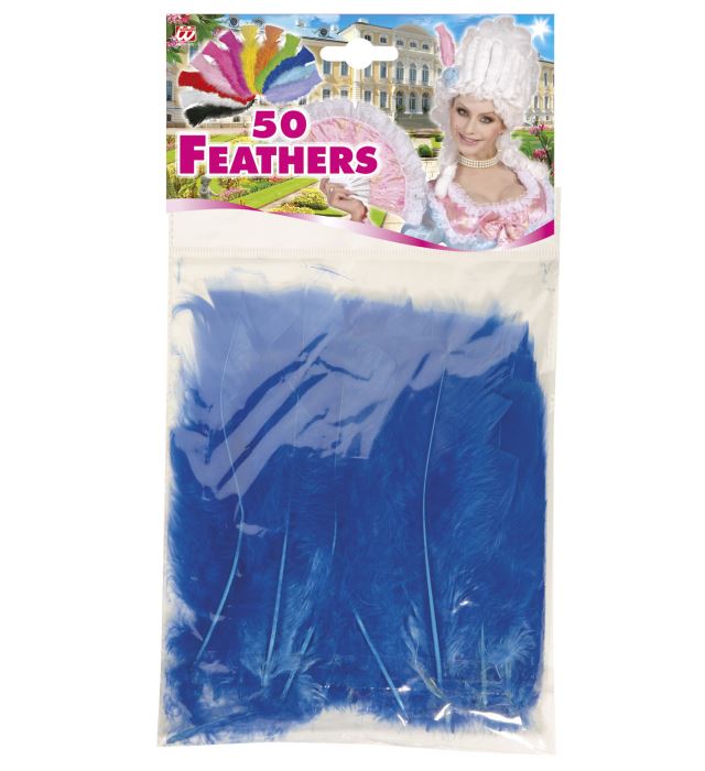 50 blaue Federn ca. 10 cm für Fasnacht und Dekoration
