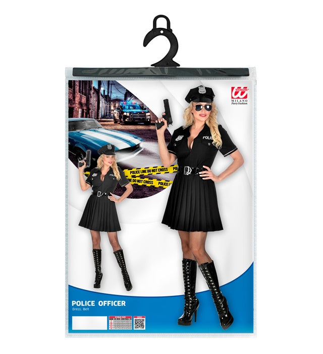 Polizistin Kostüm mit blauem Kleid und Gürtel auf Fasnacht