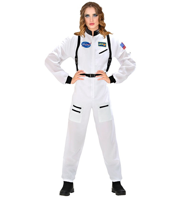 Astronaut Overall Fasnacht Kostüm in Silber-Weiß mit Weltraum-Design