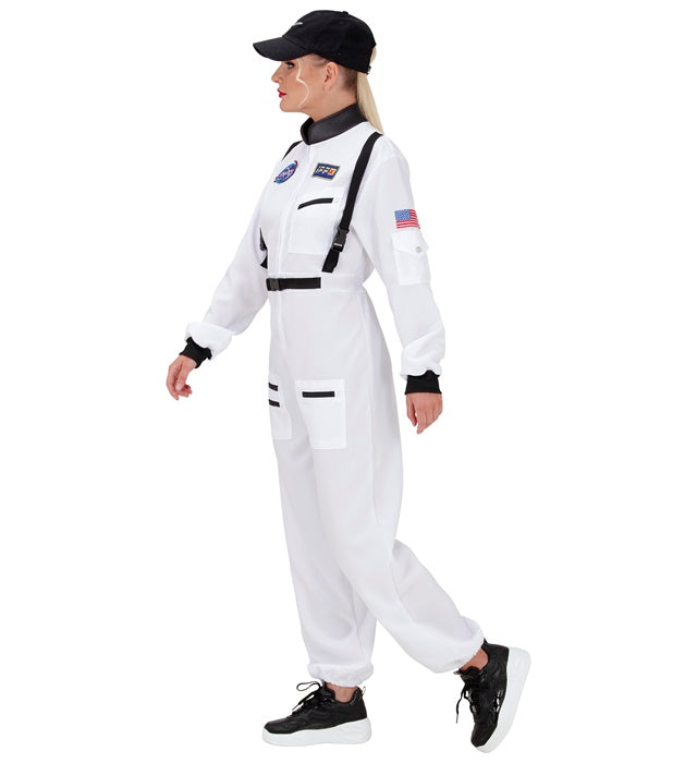 Astronaut Overall Fasnacht Kostüm in Silber-Weiß mit Weltraum-Design