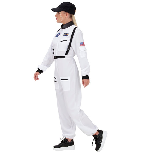 Astronaut Overall Fasnacht Kostüm in Silber-Weiß mit Weltraum-Design