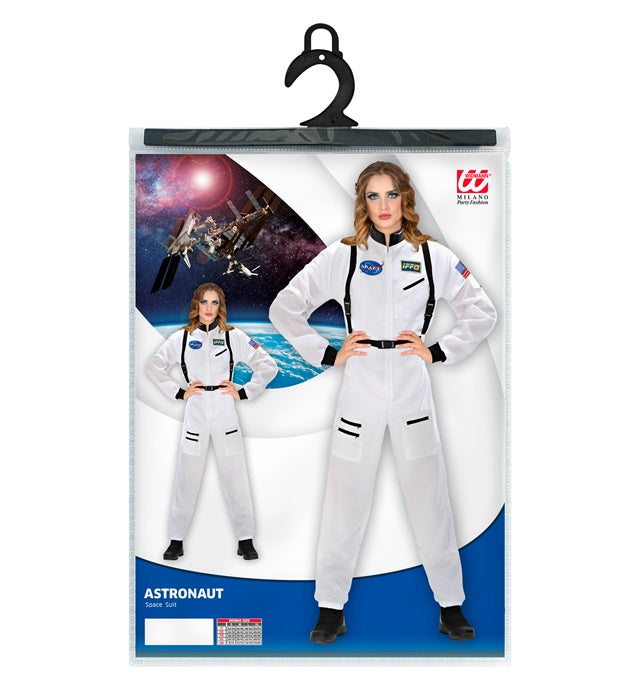 Astronaut Overall Fasnacht Kostüm in Silber-Weiß mit Weltraum-Design