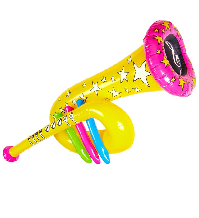Aufblasbare gelbe Tuba 63 cm als Fasnacht-Accessoire