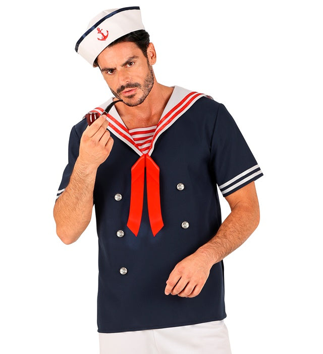 Seemann-Kostüm bestehend aus T-Shirt und Mütze für Fasnacht und Karneval
