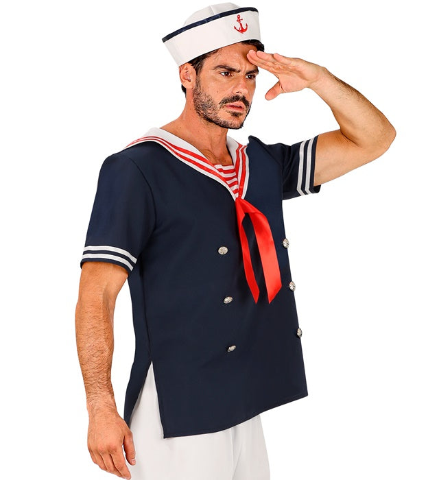 Seemann-Kostüm bestehend aus T-Shirt und Mütze für Fasnacht und Karneval