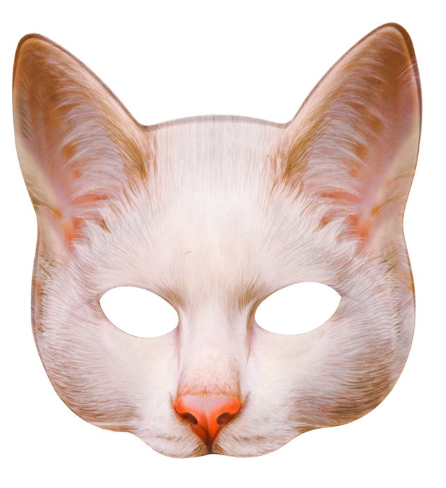 Katzenmaske aus Stoff ohne Kinnbereich, schwarz mit Katzenmuster