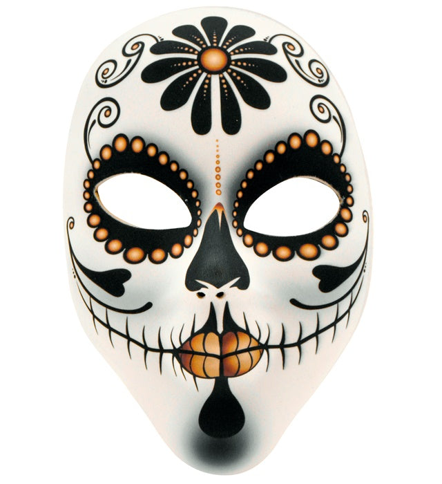 Bunte Señora Stoffmaske im Día de los Muertos Stil für Fasnacht und Karneval