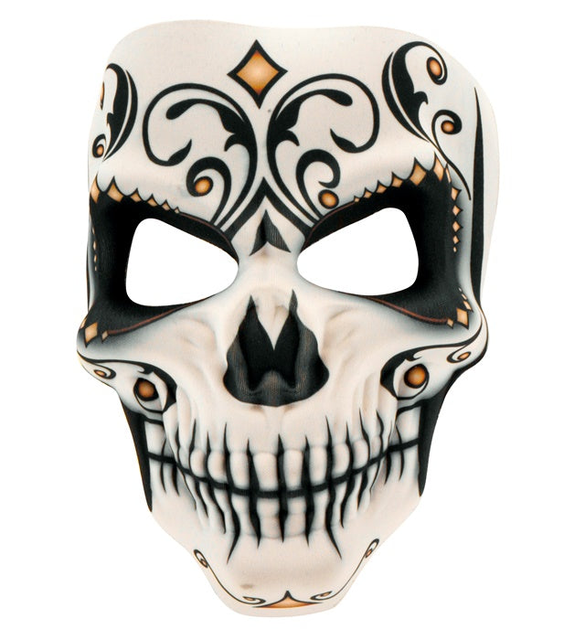 Dia de los Muertos Señor Stoffmaske mit farbenfrohem Totenkopf-Design