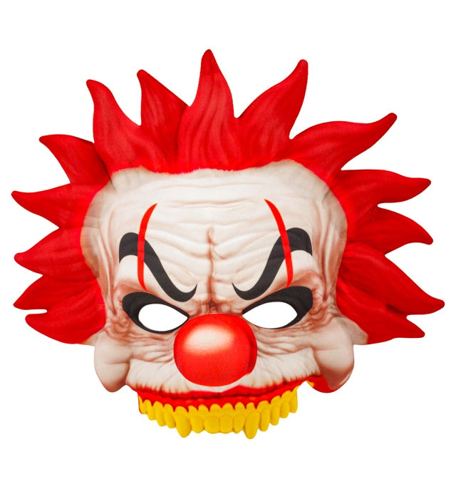 Kinnlose Killerclown Maske aus Stoff in gruseligem Design