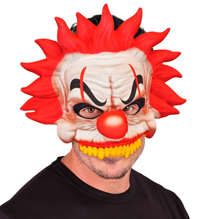 Kinnlose Killerclown Maske aus Stoff in gruseligem Design