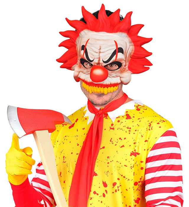 Kinnlose Killerclown Maske aus Stoff in gruseligem Design