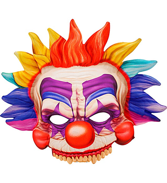 Kinnlose Killerclown-Maske aus Stoff für Fasnacht und Halloween