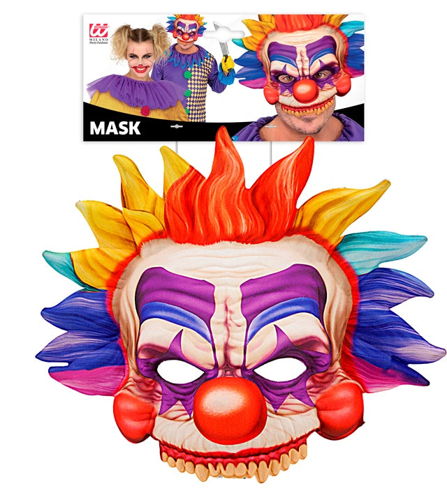 Kinnlose Killerclown-Maske aus Stoff für Fasnacht und Halloween