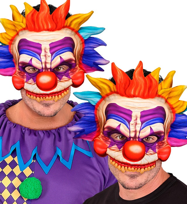 Kinnlose Killerclown-Maske aus Stoff für Fasnacht und Halloween