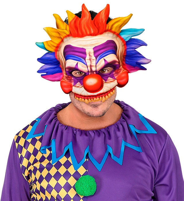 Kinnlose Killerclown-Maske aus Stoff für Fasnacht und Halloween
