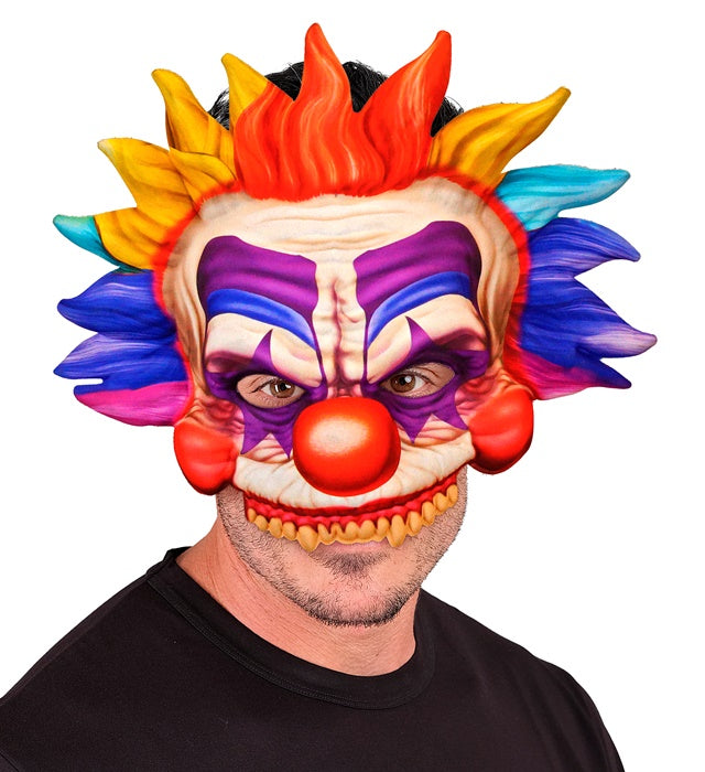 Kinnlose Killerclown-Maske aus Stoff für Fasnacht und Halloween