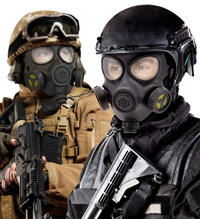 Gasmaske aus Hartplastik als Fasnachts- und Karnevalszubehör