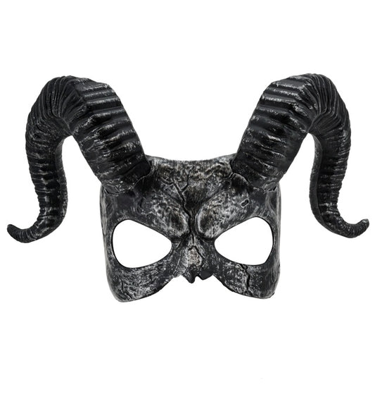 Schwarze Augenmaske mit Hörnern aus Hartplastik für Fasnacht und Halloween