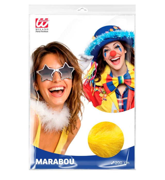 Gelbe Marabou-Perlenkette 2 Meter Länge für Fasnacht und Karneval