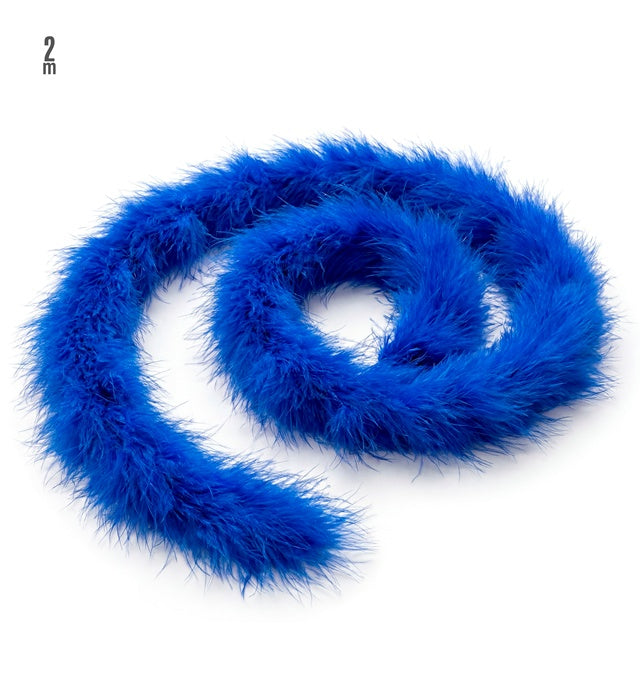 Blaue Marabou-Federboa 2 Meter Länge als Kostümzubehör