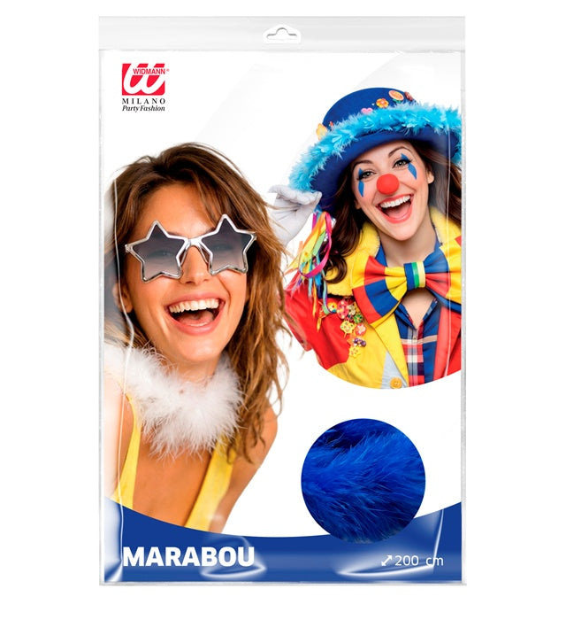 Blaue Marabou-Federboa 2 Meter Länge als Kostümzubehör