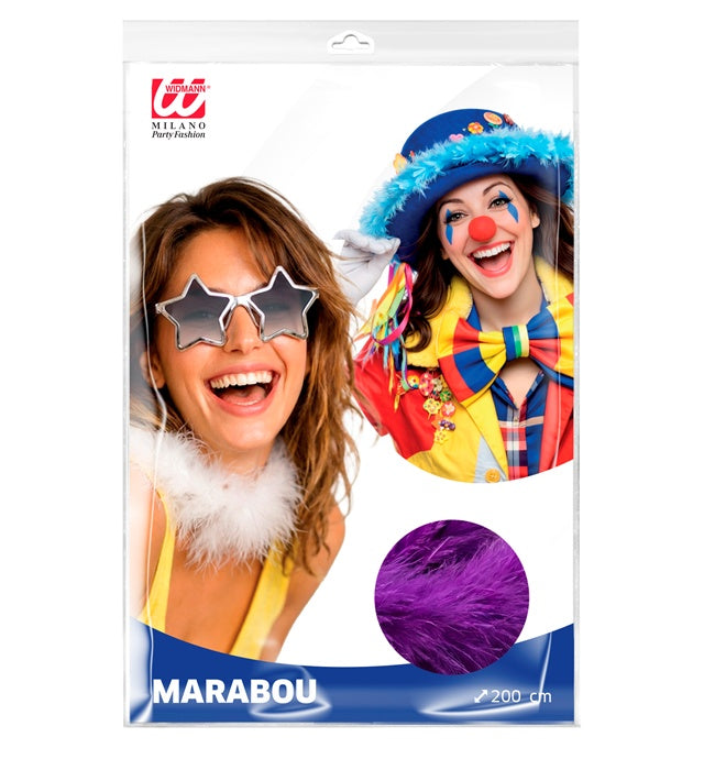 Violette Marabou-Boa, 2 Meter lang, dekorative Federboa für Fasnacht und Halloween