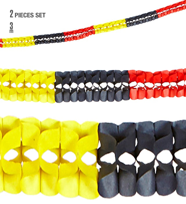 Set von zwei Deutschland-Boagirlanden in Schwarz-Rot-Gold, 3 Meter lang
