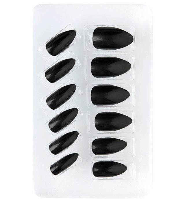 Schwarze selbstklebende Stiletto Fingernägel Set mit 12 Nägeln