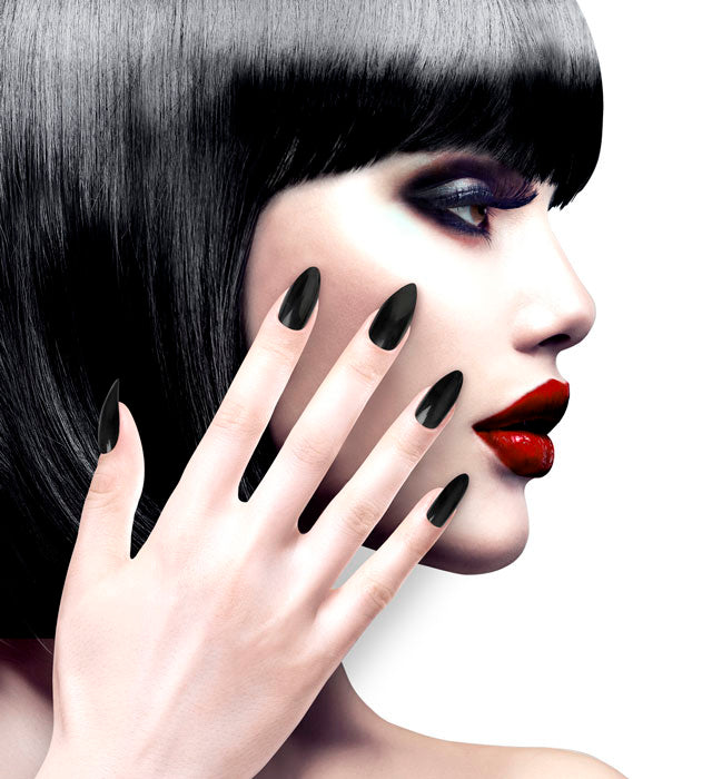 Schwarze selbstklebende Stiletto Fingernägel Set mit 12 Nägeln