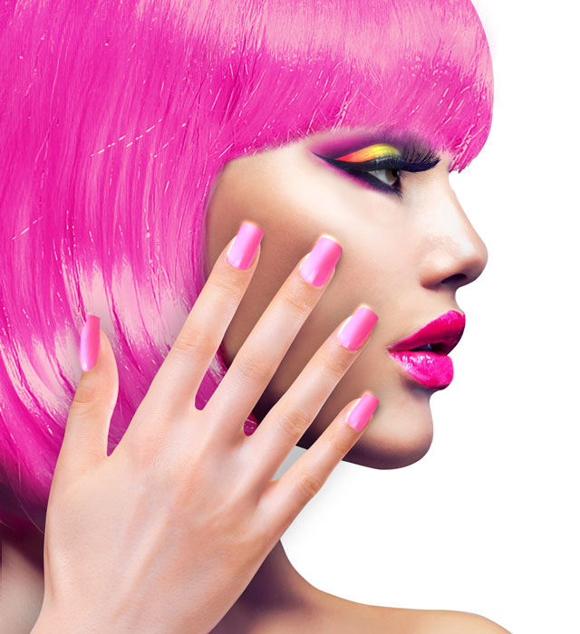 Selbstklebende Neon Pink Airbrush Fingernägel Set mit 12 Stück