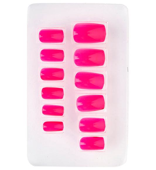 Set von 12 SELBSTKLEBENDEN NEON AIRBRUSH FINGERNÄGELN - NEON PINK Neon - Pink