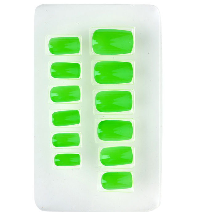 Selbstklebende Neon Airbrush Fingernägel in leuchtendem Neon-Grün, 12er Set