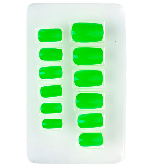 Selbstklebende Neon Airbrush Fingernägel in leuchtendem Neon-Grün, 12er Set