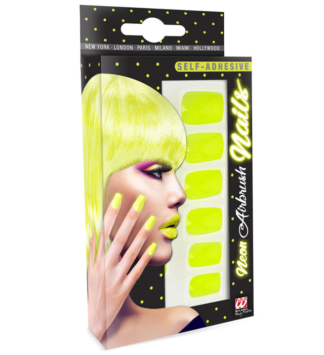 Selbstklebende Neon Gelbe Airbrush Fingernägel Set mit 12 Stück