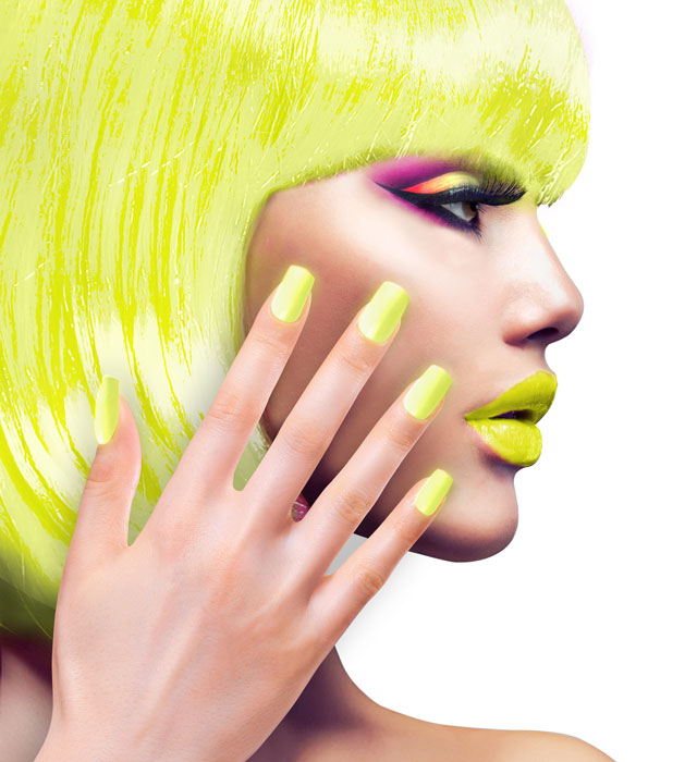 Selbstklebende Neon Gelbe Airbrush Fingernägel Set mit 12 Stück