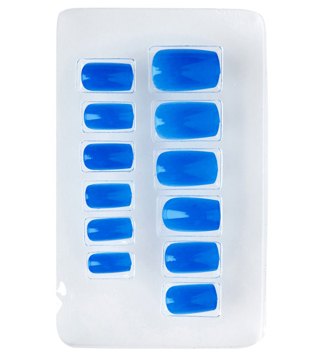 Selbstklebende Neon Airbrush Fingernägel in leuchtendem Neon Blau, 12er Set