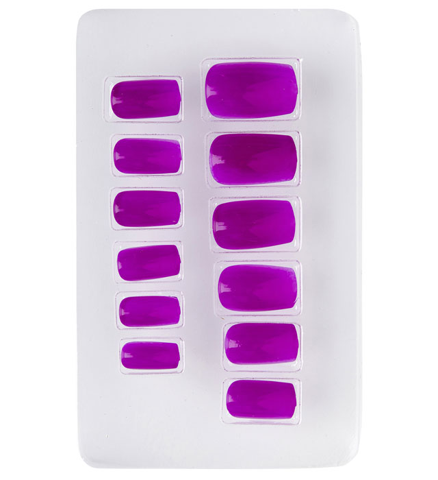 Selbstklebende Neon Airbrush Fingernägel in leuchtendem Violett, Set mit 12 Stück