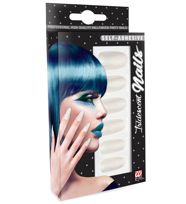Set mit 12 selbstklebenden perlmuttweißen Fingernägeln