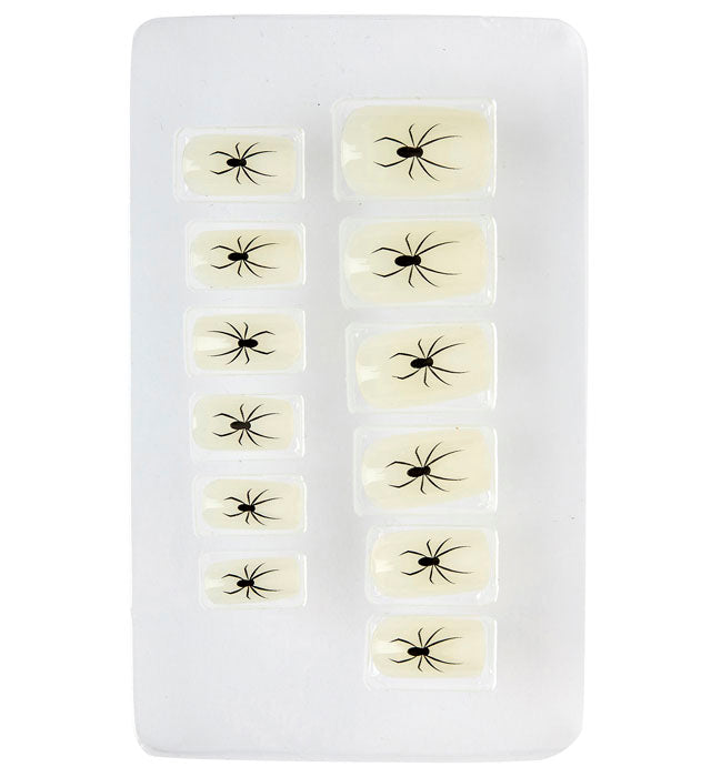 Selbstklebende Fingernägel mit leuchtendem Spinnenmotiv im Dunkeln