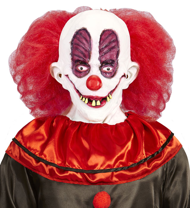 Goofy Clown Maske mit bunten Haaren und Nackenbereich