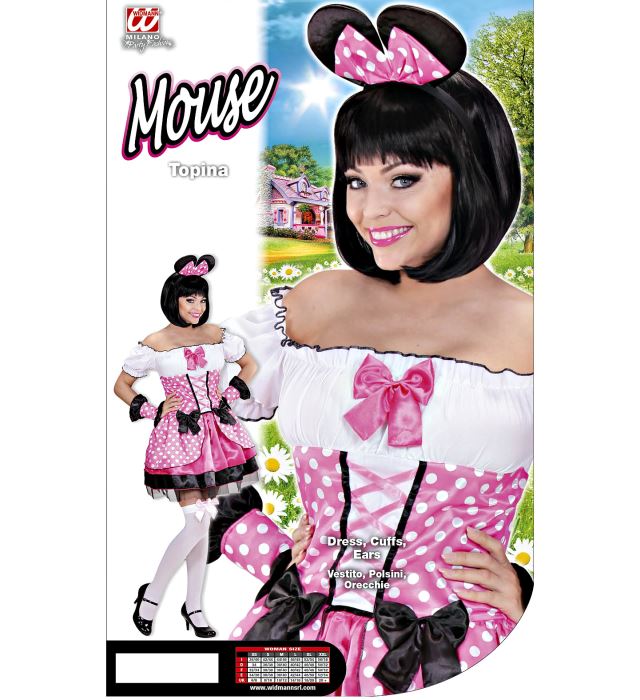 Pinkes Mäusekostüm bestehend aus Kleid, Armstulpen und Mäuseohren