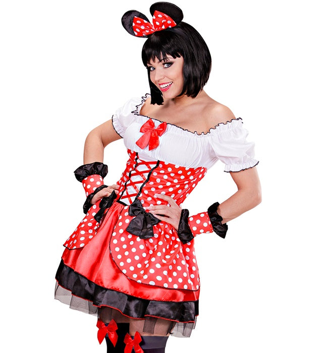 Mäuschen Kostüm bestehend aus Kleid, Armstulpen und Ohren für Fasnacht