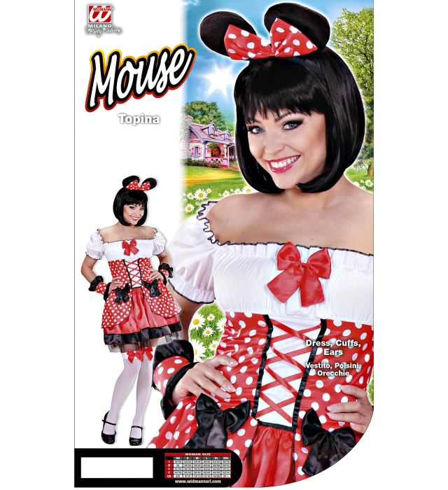 Mäuschen Kostüm bestehend aus Kleid, Armstulpen und Ohren für Fasnacht
