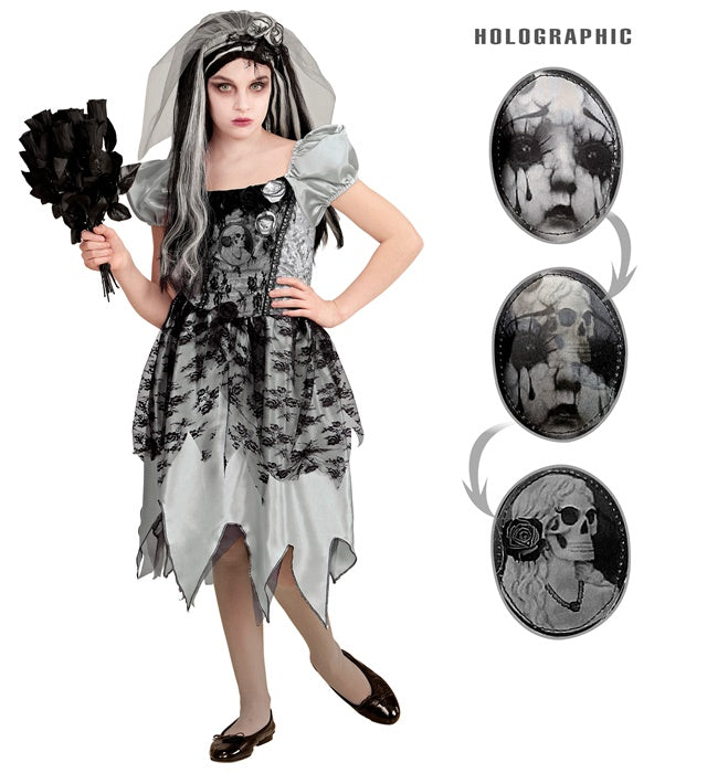 Geisterbraut Kostümkleid mit Brautschleier in dunklem Design für Fasnacht