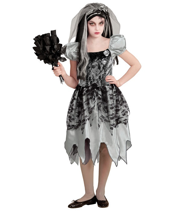 Geisterbraut Kostümkleid mit Brautschleier in dunklem Design für Fasnacht