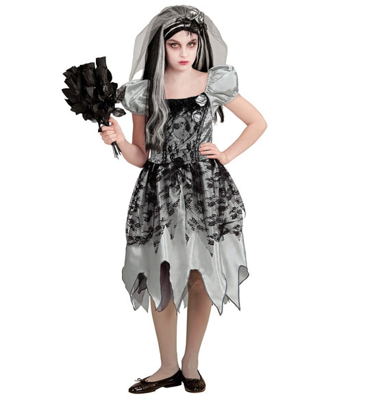 Geisterbraut Kostümkleid mit Brautschleier in dunklem Design für Fasnacht